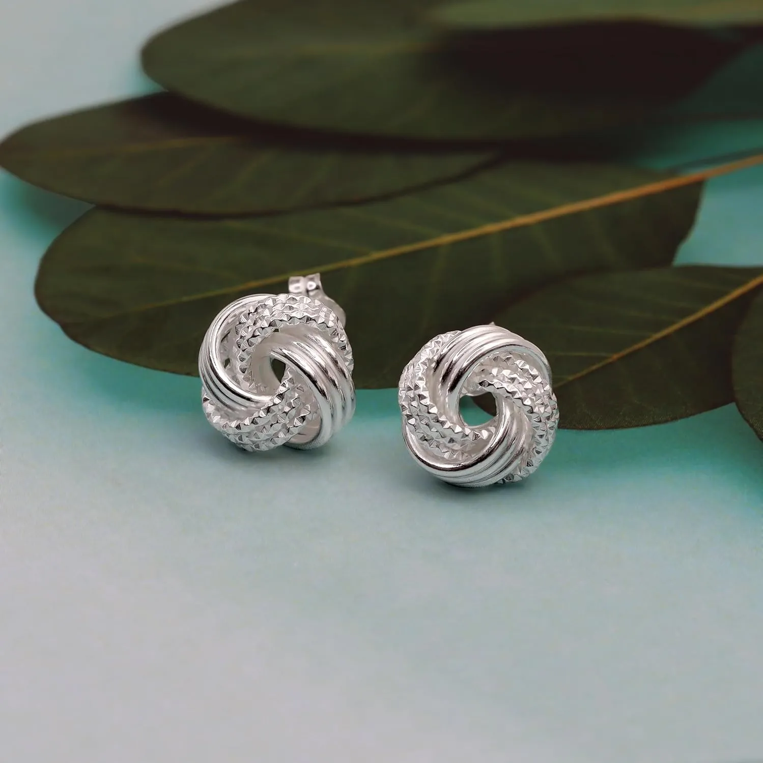 LeCalla 925 Sterling Silver Love-Knot Earring Stud Jewelry Italian Design Lightweight Twisted Love Knot Stud Earrings for Women