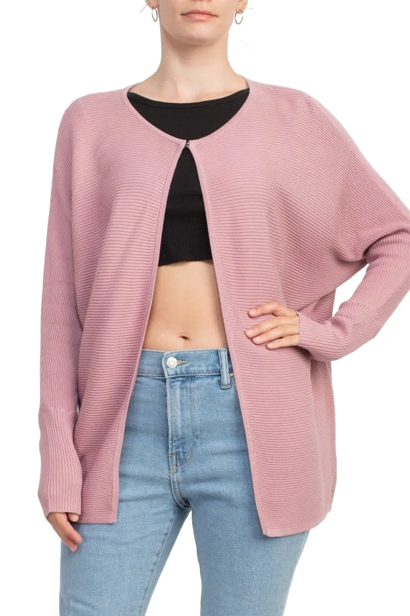 Lissy Crew Neck Open Front Long Sleeve Knit Cardigan