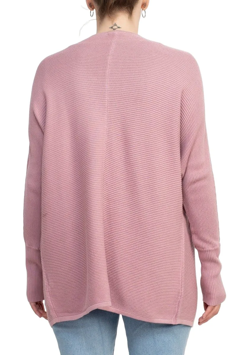 Lissy Crew Neck Open Front Long Sleeve Knit Cardigan
