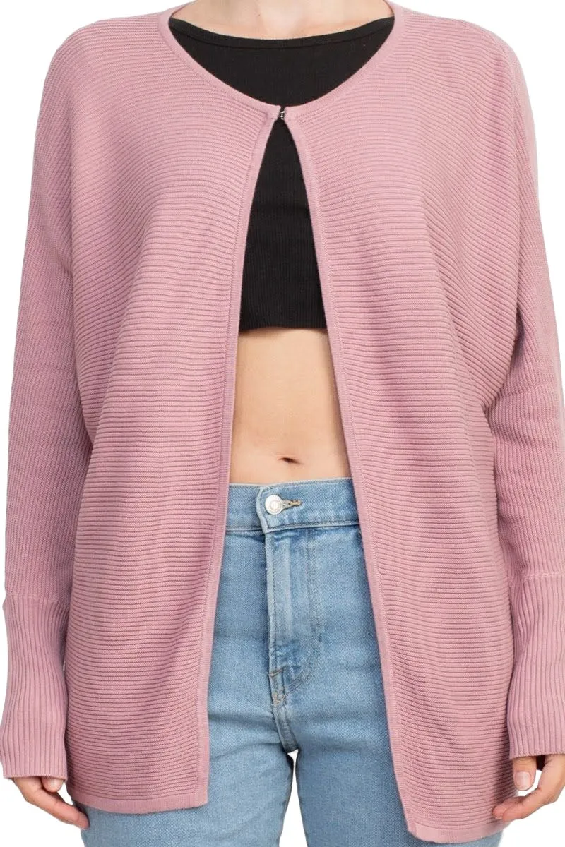 Lissy Crew Neck Open Front Long Sleeve Knit Cardigan