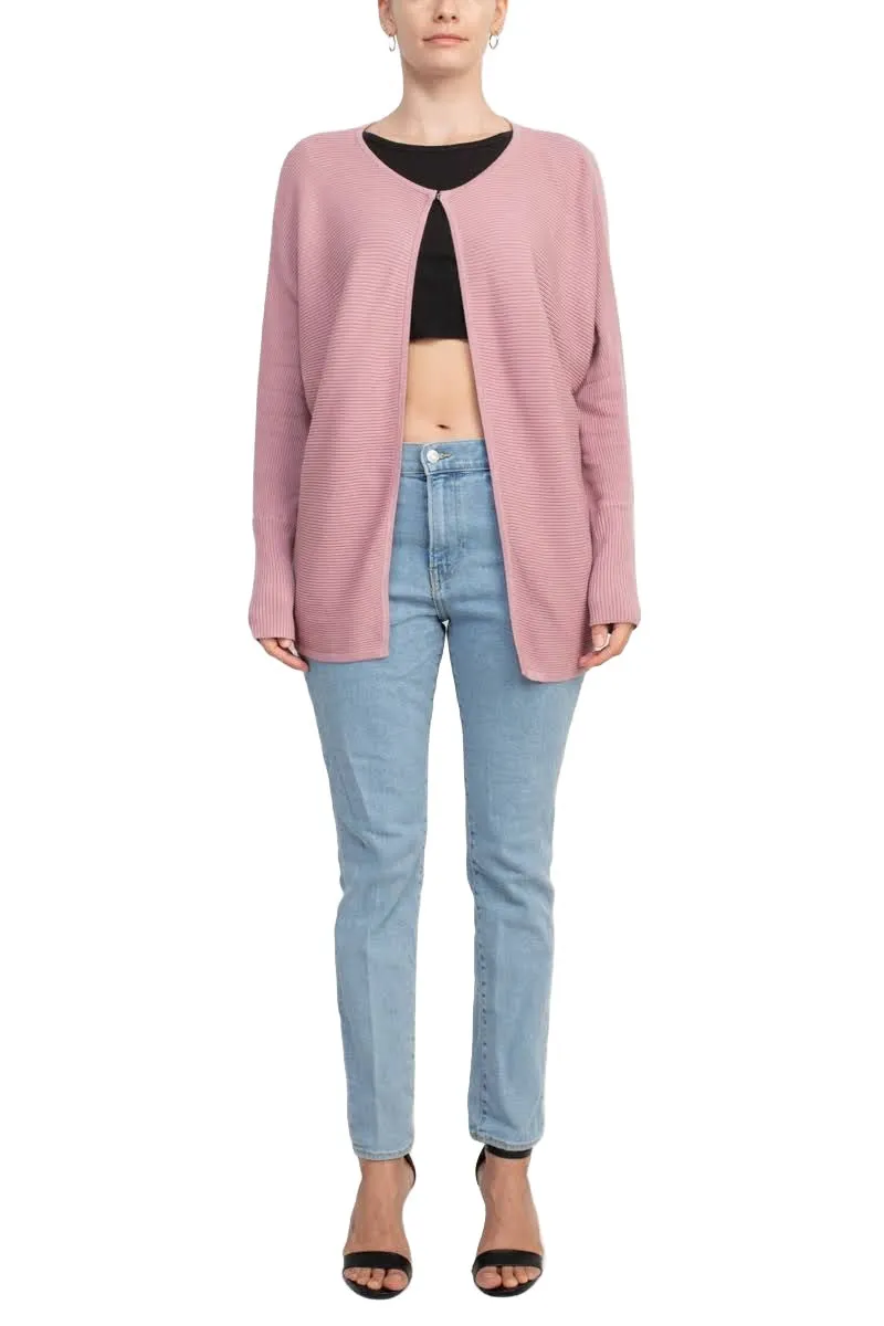 Lissy Crew Neck Open Front Long Sleeve Knit Cardigan
