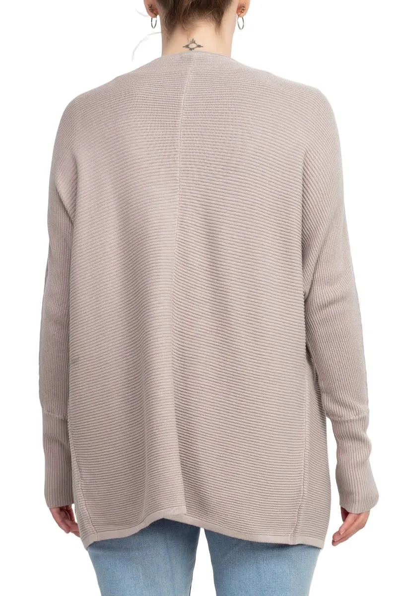 Lissy Crew Neck Open Front Long Sleeve Knit Cardigan