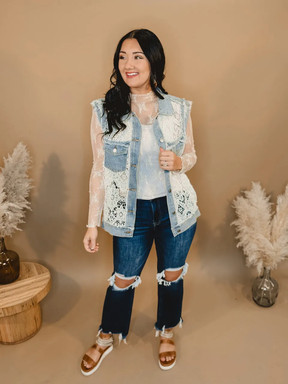 Looking For The One Crochet & Denim Vest