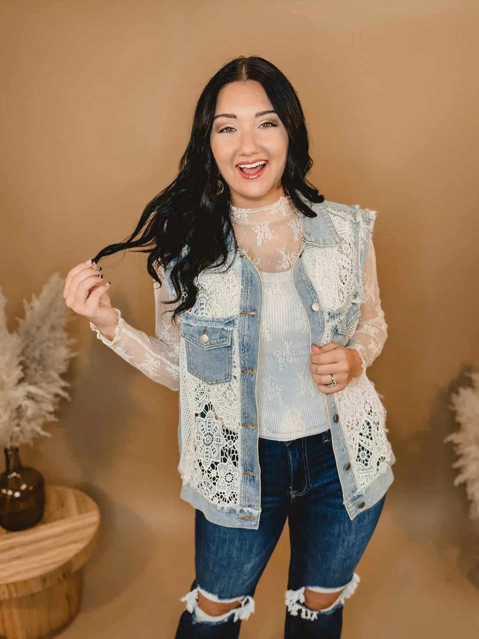 Looking For The One Crochet & Denim Vest
