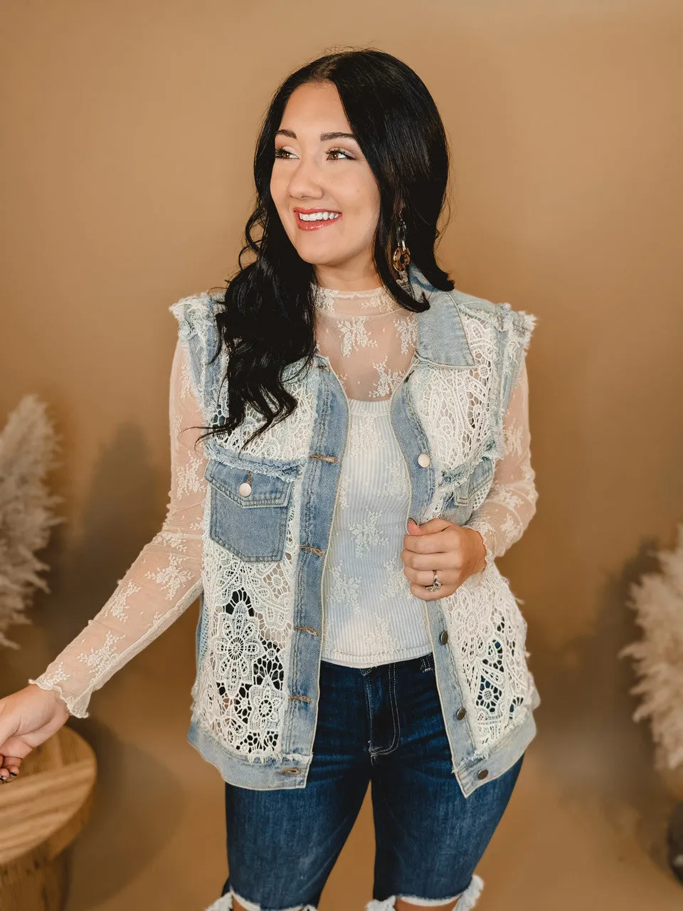 Looking For The One Crochet & Denim Vest