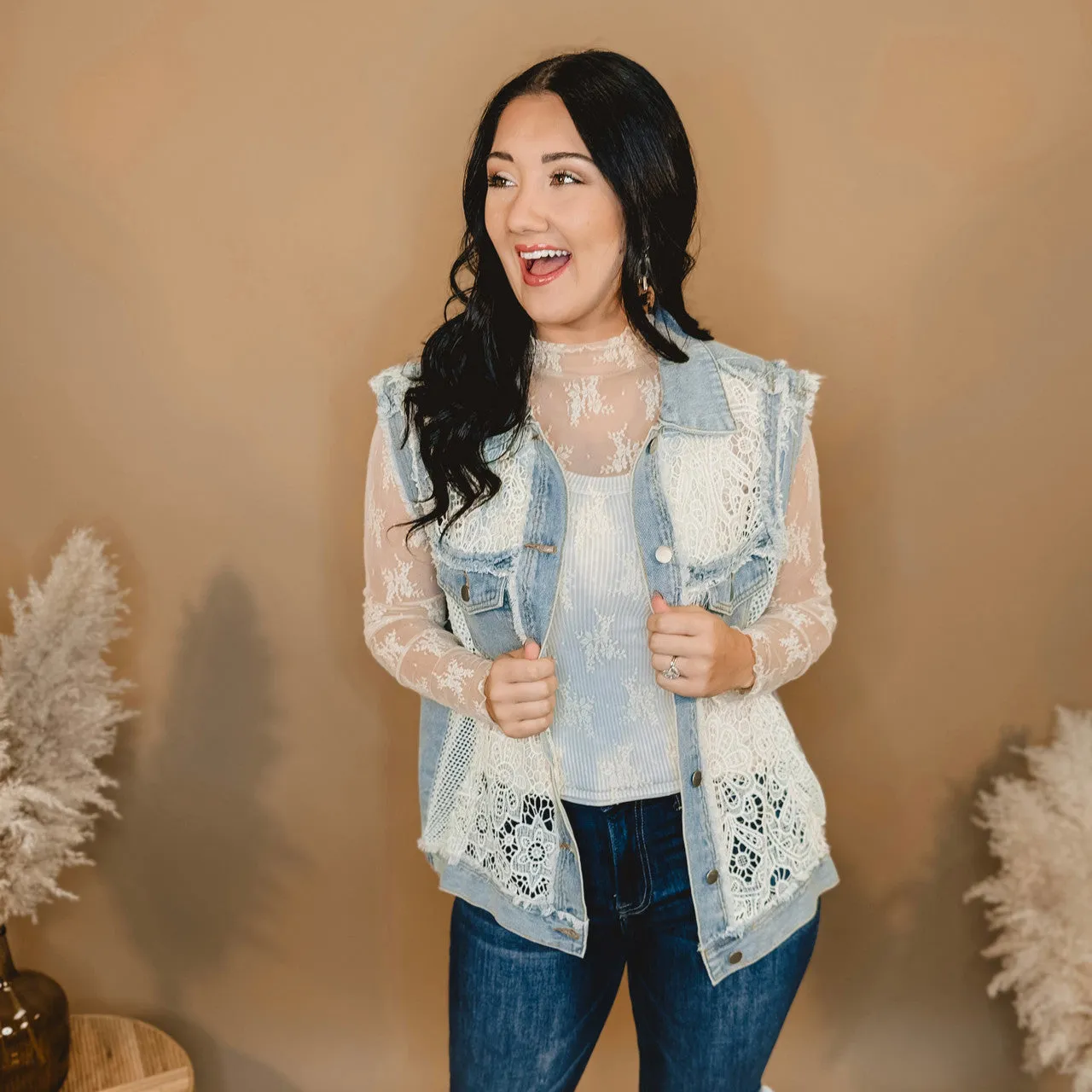Looking For The One Crochet & Denim Vest