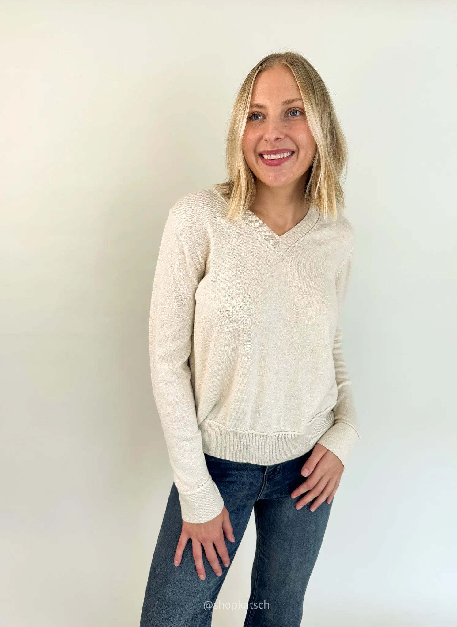 Lydia Varsity V-Neck Sweater