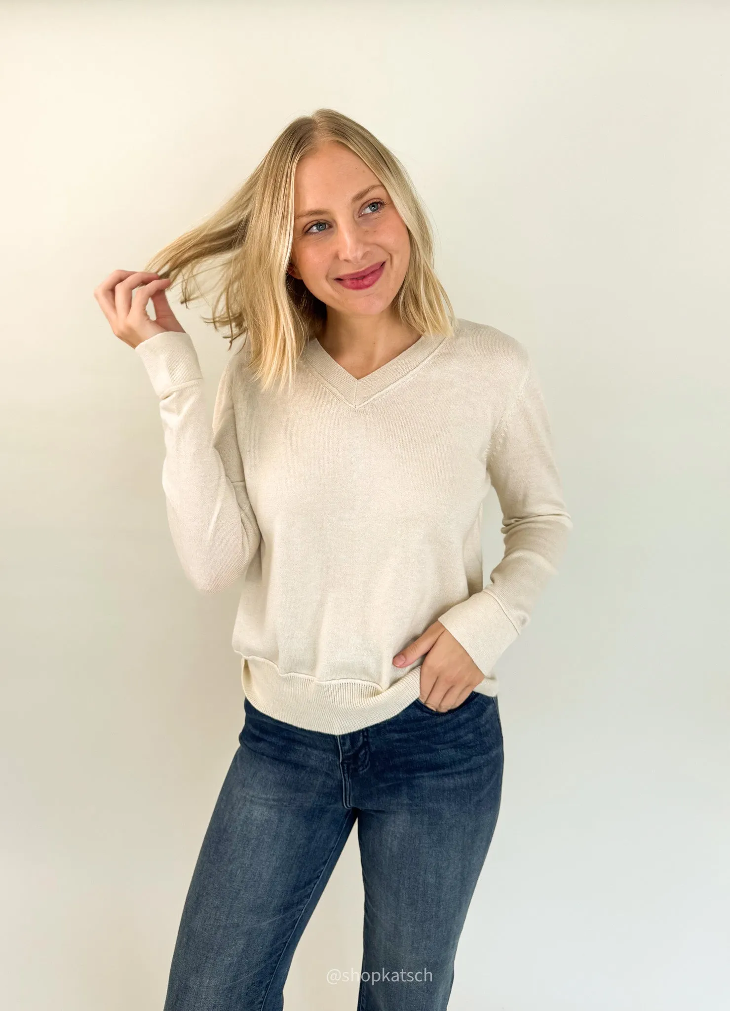Lydia Varsity V-Neck Sweater