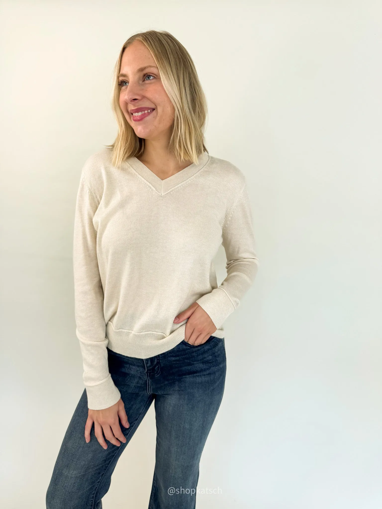 Lydia Varsity V-Neck Sweater