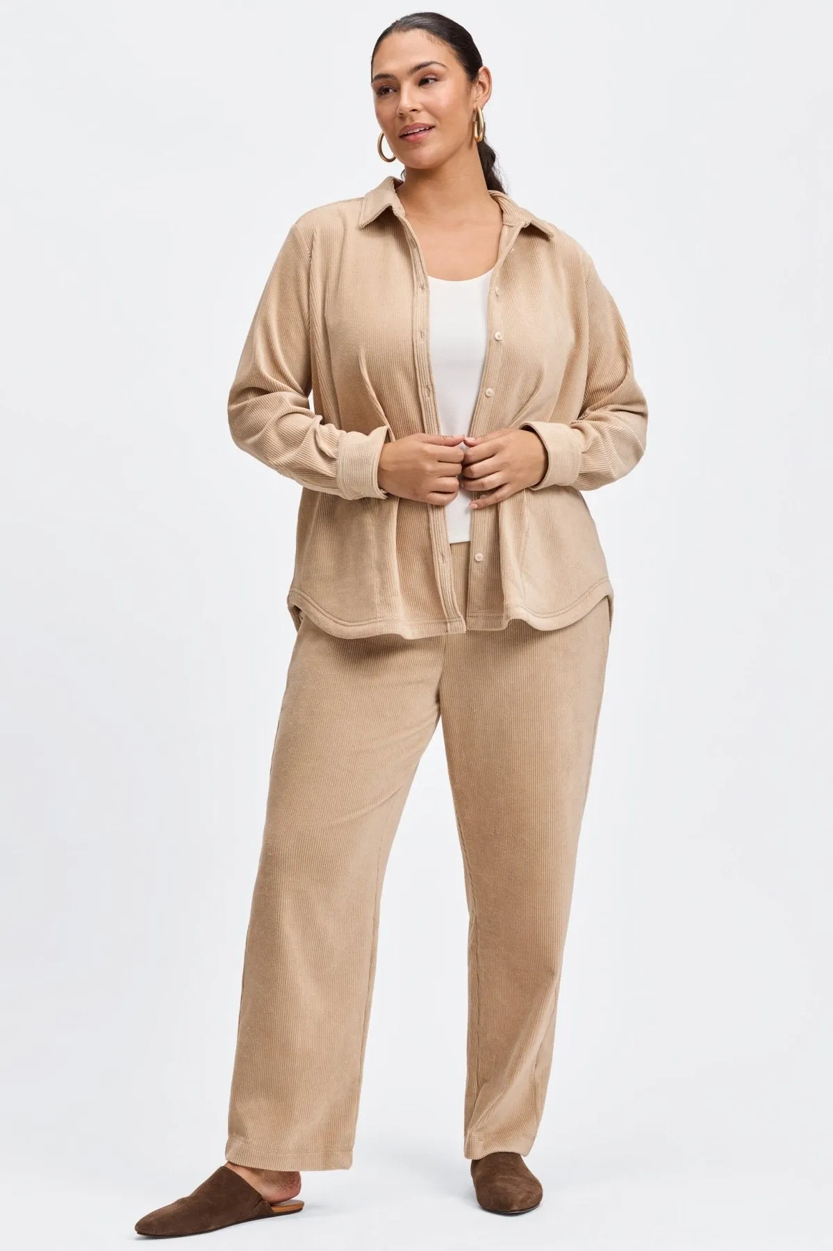 Maddy Plus Long Sleeve Plush Cord Shirt