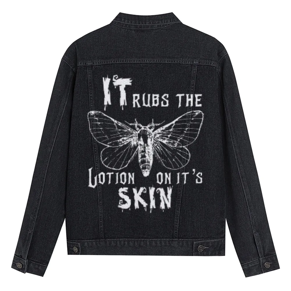 Mens Butterfly Graphic Button Up Denim Jacket