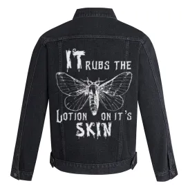 Mens Butterfly Graphic Button Up Denim Jacket