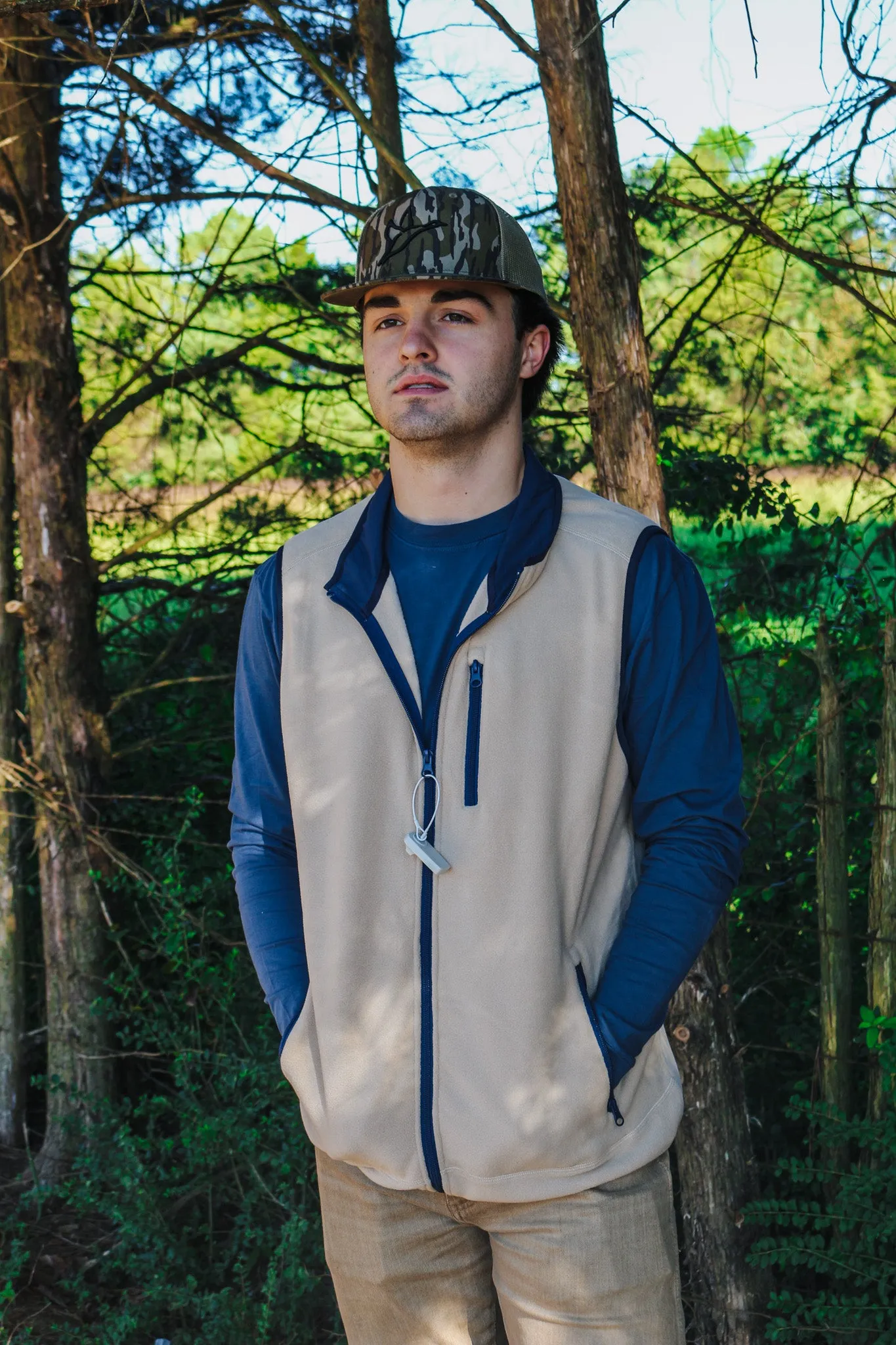 Men's Fleece Zip Up Vest - Oatmeal