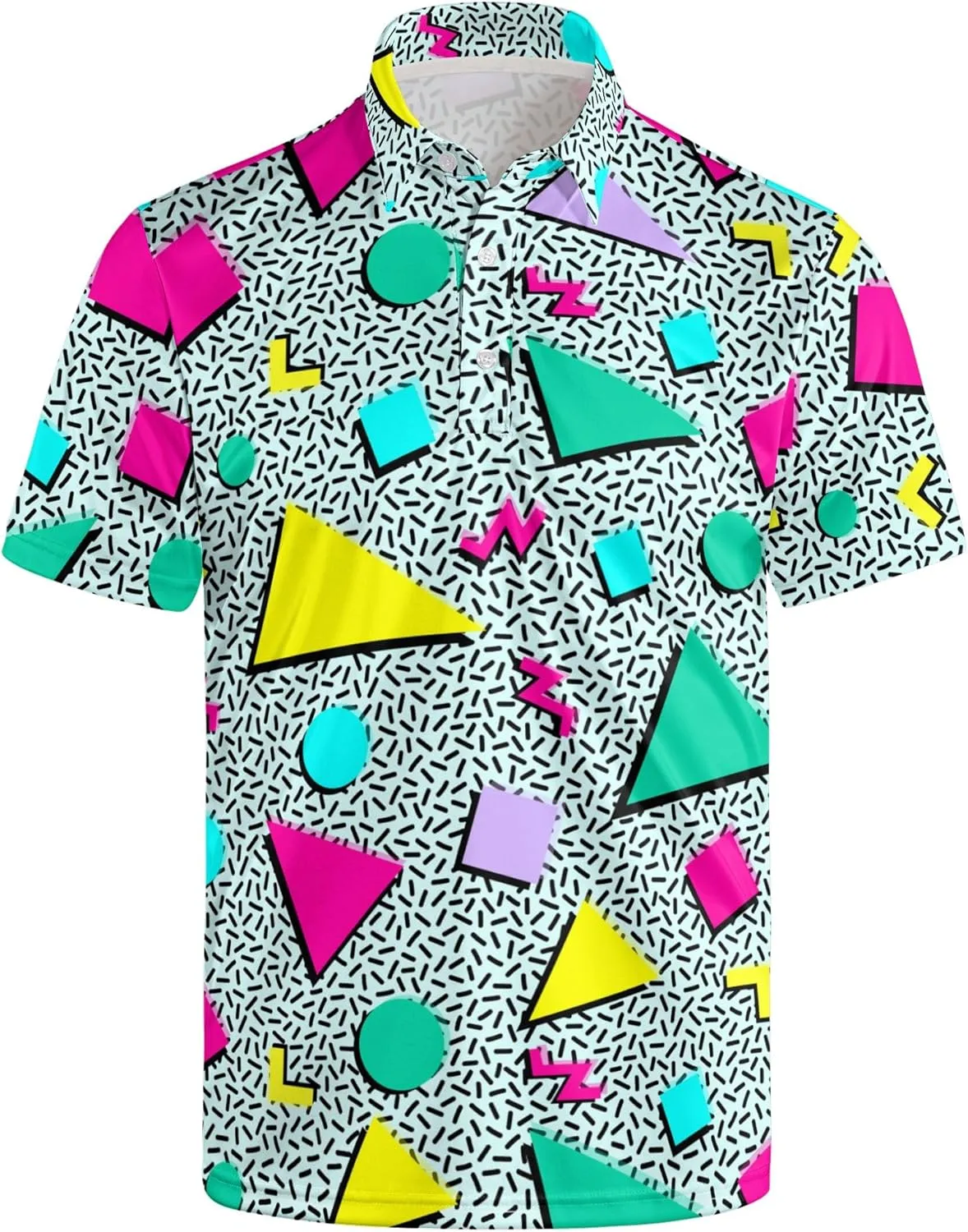 Mens Polo Shirt Retro 80s 90s Golf Tennis Sport T-ShirtSoft Breathable Elastic Fabric Short Sleeve