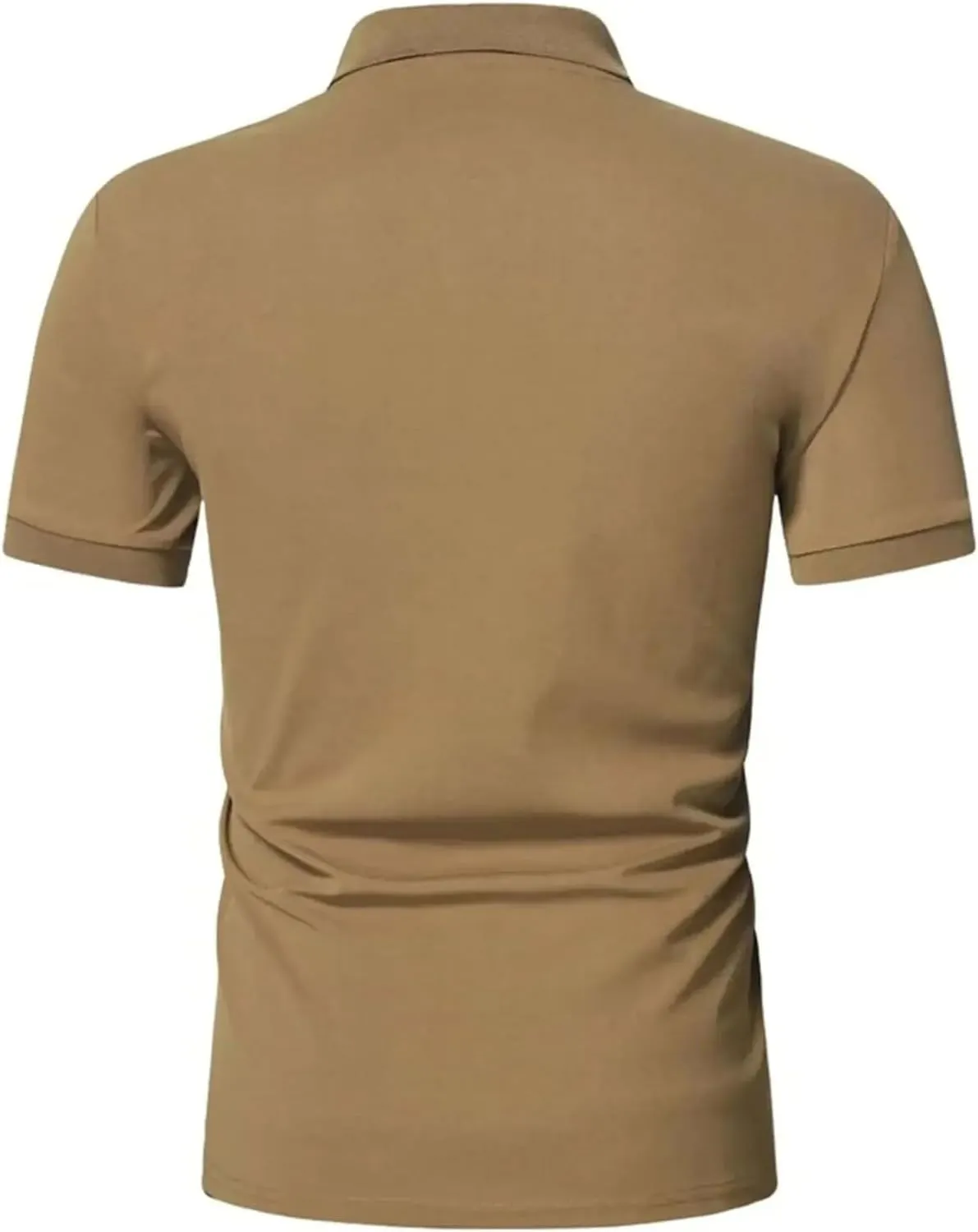 Men's Polo Shirt Short-Sleeved Zipper Turn-Down Collar T-Shirt Casual Top