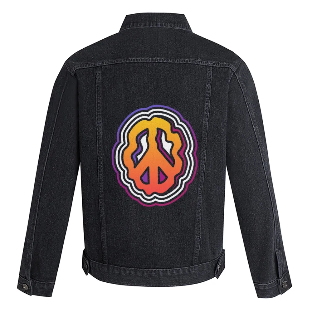 Mens Vintage Cartoon Prints Denim Jacket