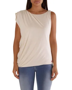 Met Women's White Sleeveless Loose Fit T-Shirt