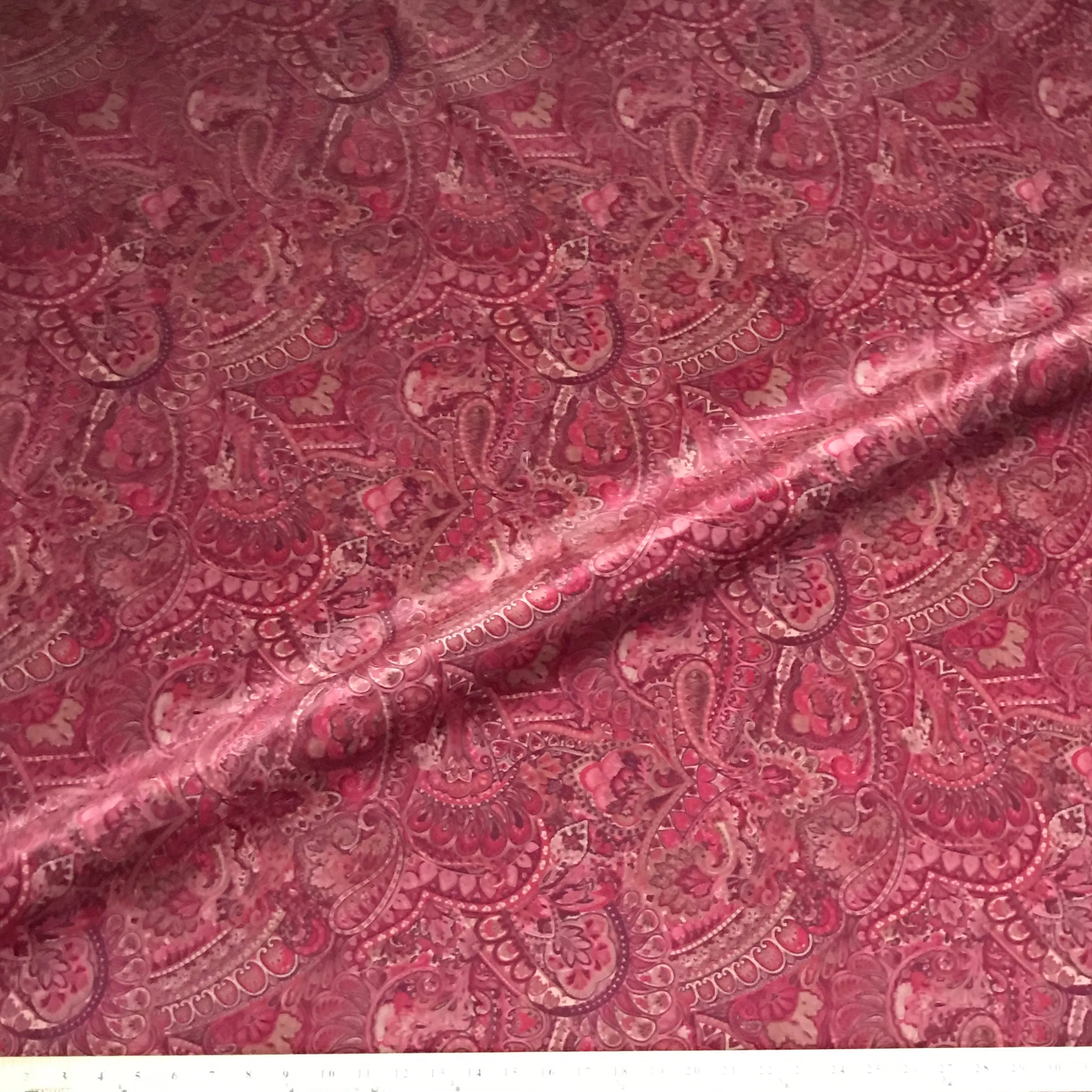Milan Rouge Red Paisley Lightweight Fabric - 60"