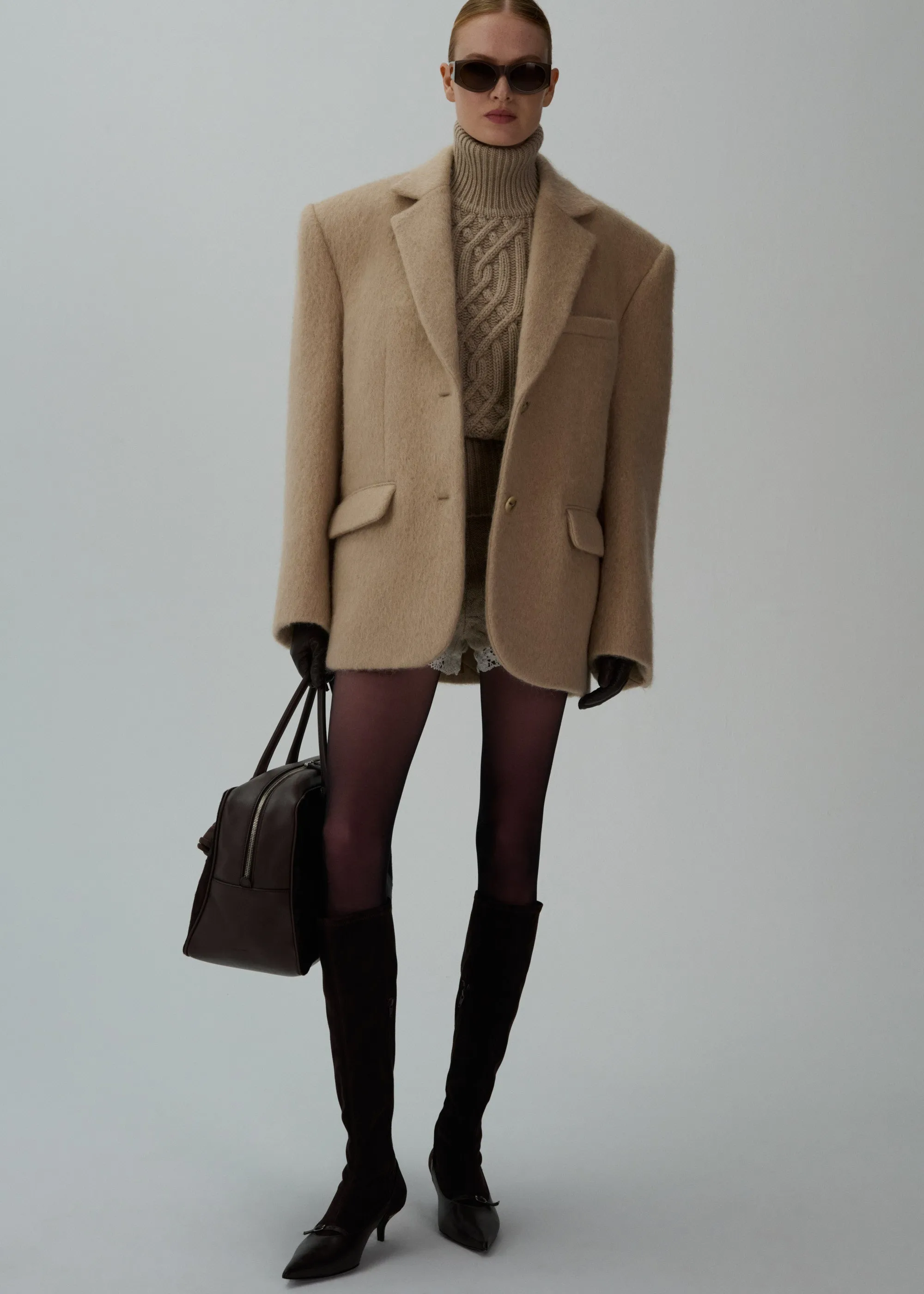 Mohair classic oversized blazer in beige