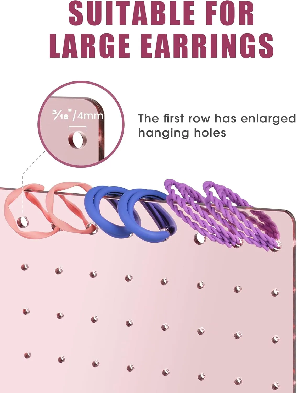 NiHome Acrylic Earring Stand 3PCS, Exquisite Double-Sided Acrylic Earring Organizer with 90 Holes Each - Lightweight and Sturdy Material, Unique Design with Larger Holes for Special Sizes