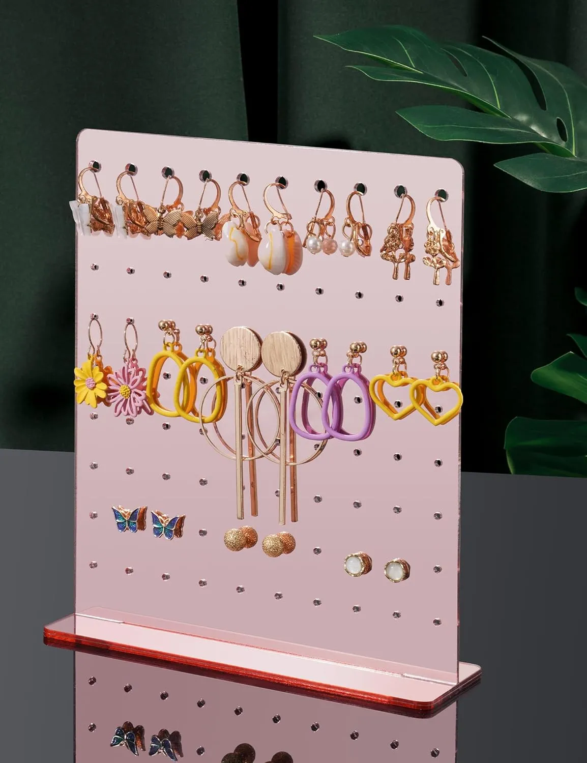 NiHome Acrylic Earring Stand 3PCS, Exquisite Double-Sided Acrylic Earring Organizer with 90 Holes Each - Lightweight and Sturdy Material, Unique Design with Larger Holes for Special Sizes