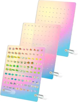 NiHome Acrylic Earring Stand 3PCS, Exquisite Double-Sided Acrylic Earring Organizer with 90 Holes Each - Lightweight and Sturdy Material, Unique Design with Larger Holes for Special Sizes