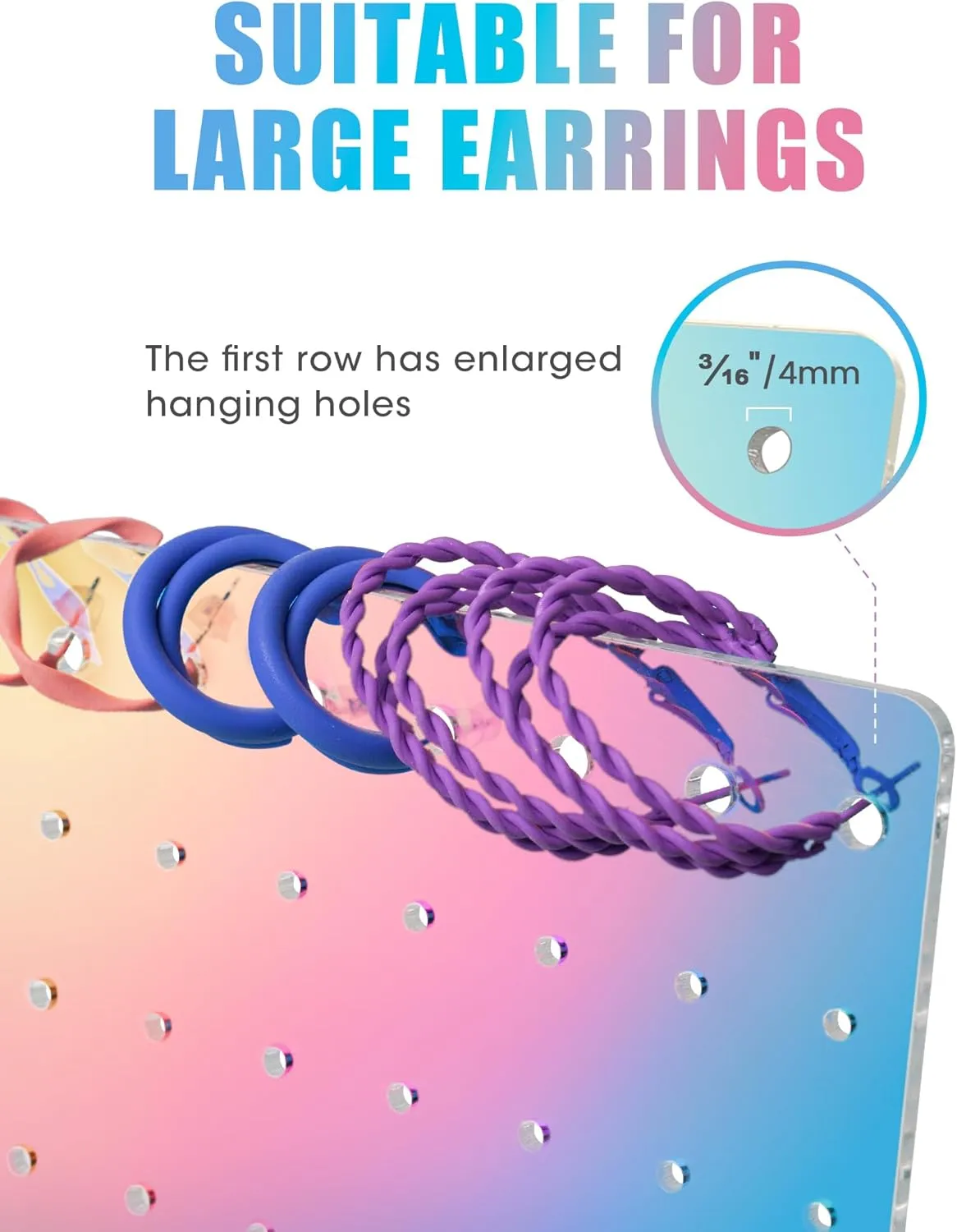 NiHome Acrylic Earring Stand 3PCS, Exquisite Double-Sided Acrylic Earring Organizer with 90 Holes Each - Lightweight and Sturdy Material, Unique Design with Larger Holes for Special Sizes