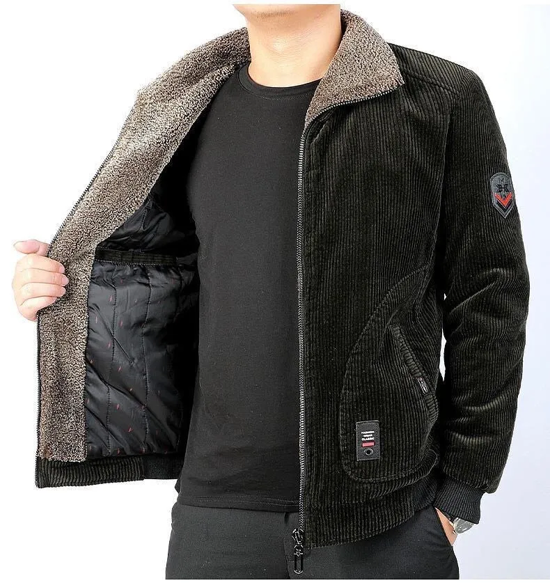 Nsqured "Corduroy Comfort" Men's Cotton Padded Parka Jacket