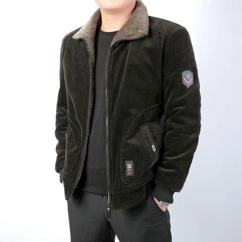 Nsqured "Corduroy Comfort" Men's Cotton Padded Parka Jacket