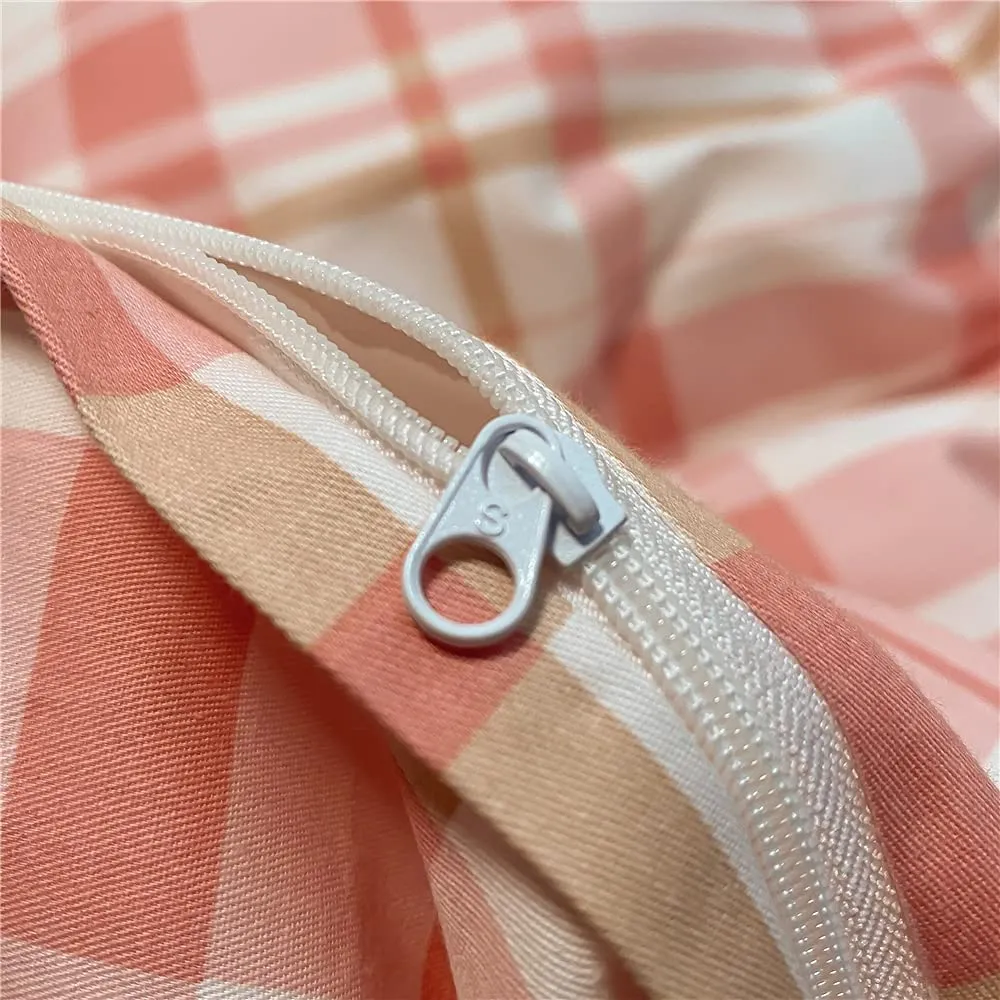 Plaid Peach Bed Set