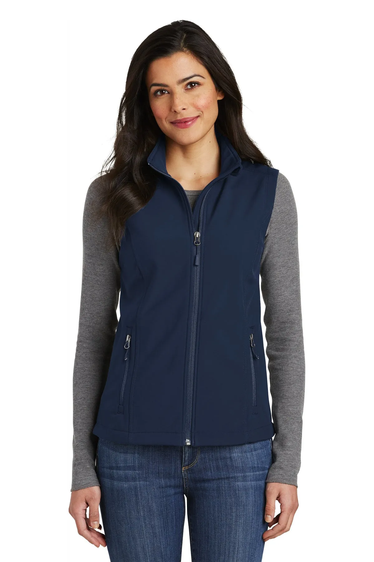 Port Authority Ladies Core Soft Shell Branded Vests, Dress Blue Navy