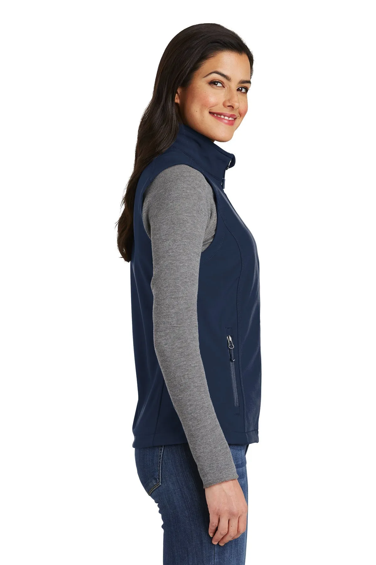 Port Authority Ladies Core Soft Shell Branded Vests, Dress Blue Navy