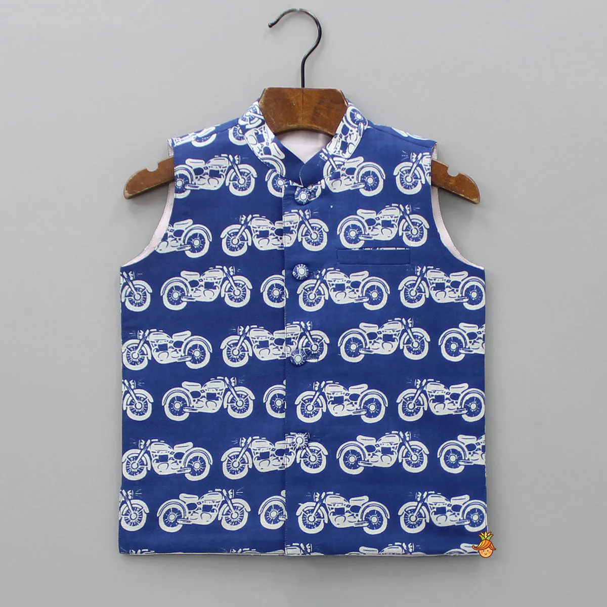 Pre Order: Bike Printed Blue Jacket