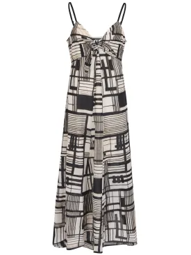Print Tie Front Voile Dress