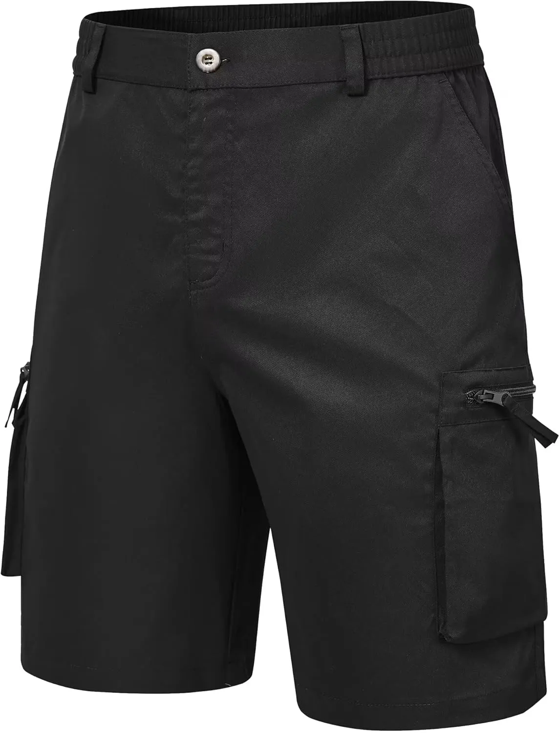 QPNGRP Men's 9" Inseam Stretch Waist Zipper Cargo Shorts with 6 Pockets