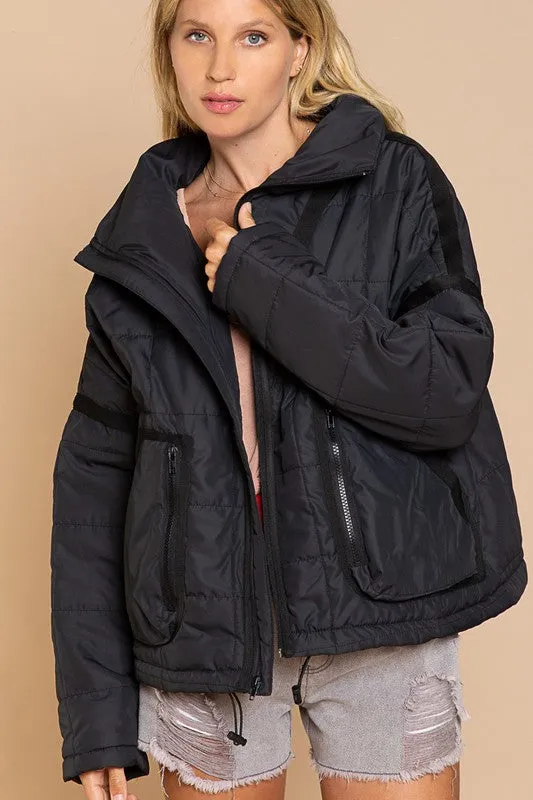 Quilted With Zipper Closure Jacket in Powder Green