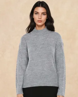 Rareism Women Apole Grey Relaxed Fit Plain Sweater