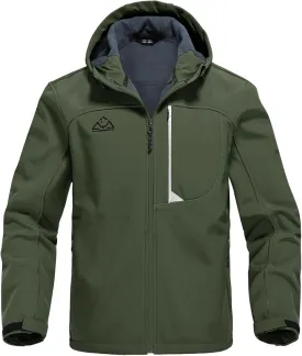 Rdruko Men's Soft Shell Jacket Fleece Lined Waterproof Lightweight Hiking Hooded Winter Jacket