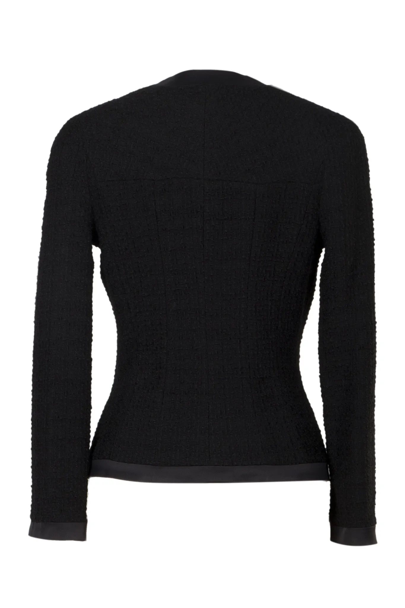 Satin trimmed bouclé-tweed jacket