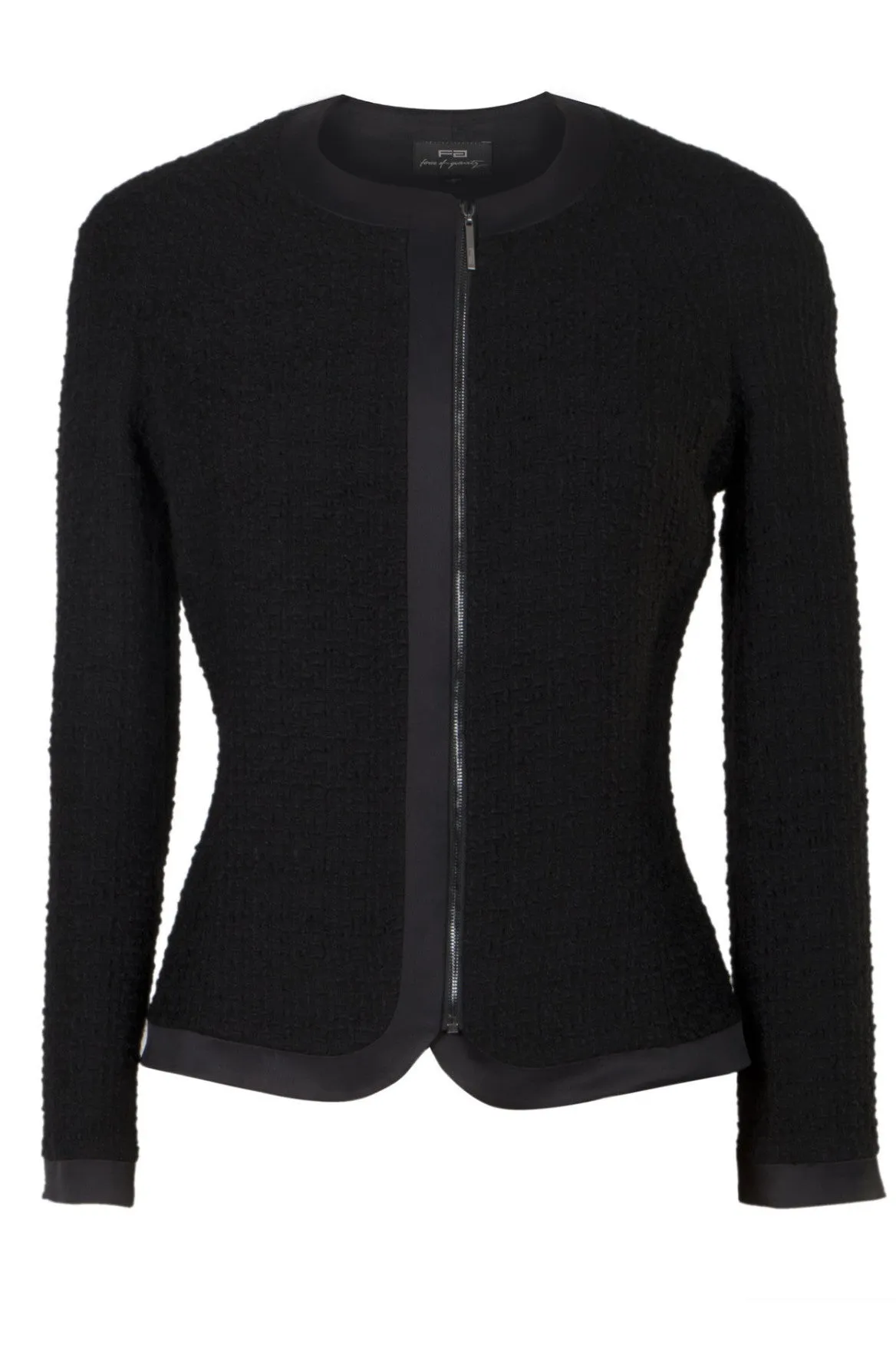 Satin trimmed bouclé-tweed jacket