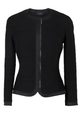 Satin trimmed bouclé-tweed jacket