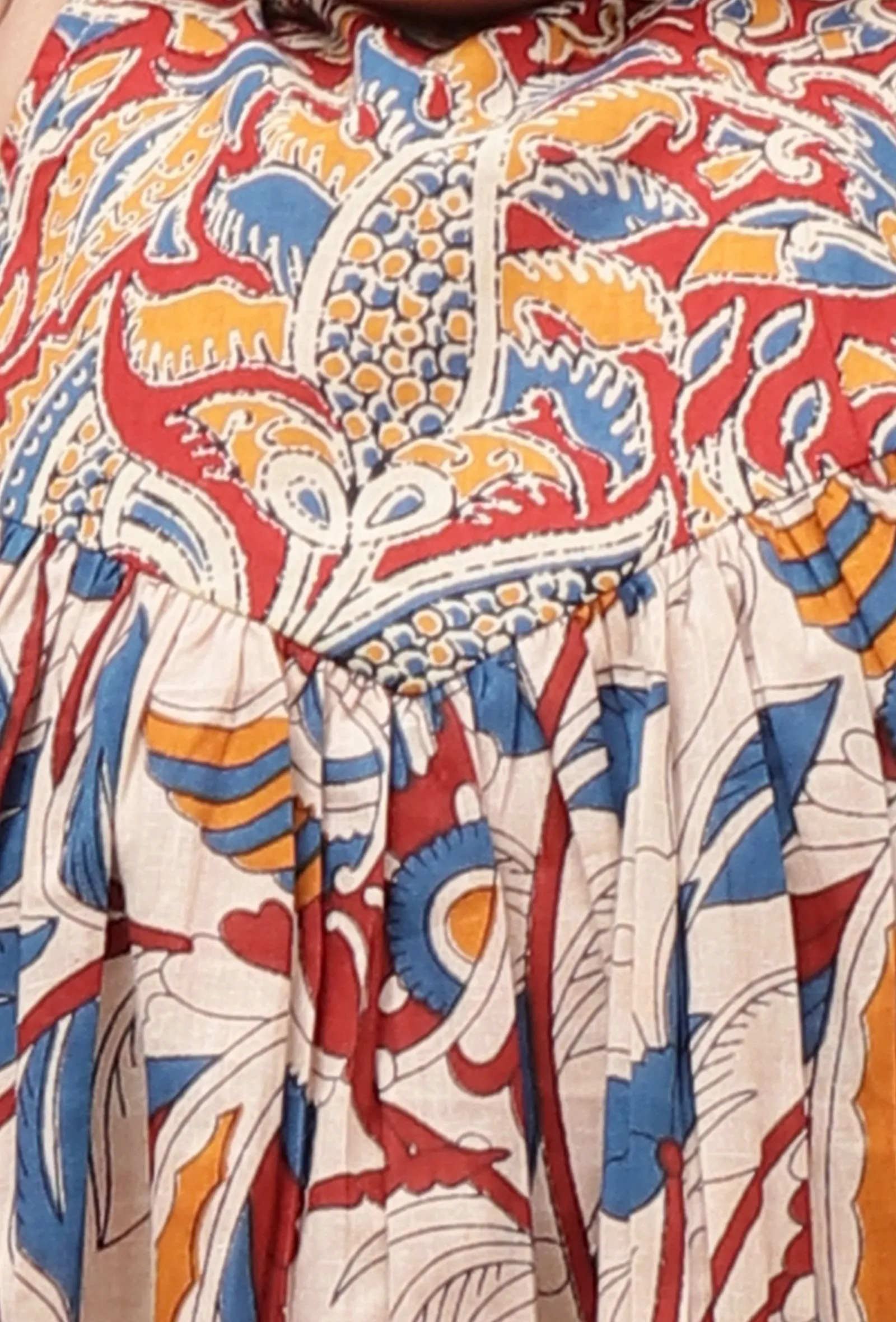 Set Of 2: Bianca Maroon Red & Beige Cream Kalamkari Printed Cotton Kurta & Dhoti Pant