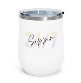 Sippin Insulated Wine Tumbler 12oz for Hot or Cold Liquid