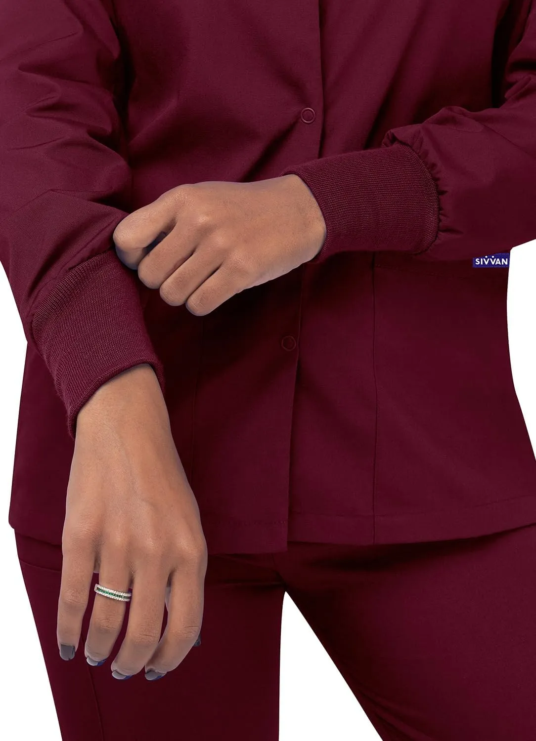Sivvan Scrubs for Women - Front Snap Warm - Up Jacket