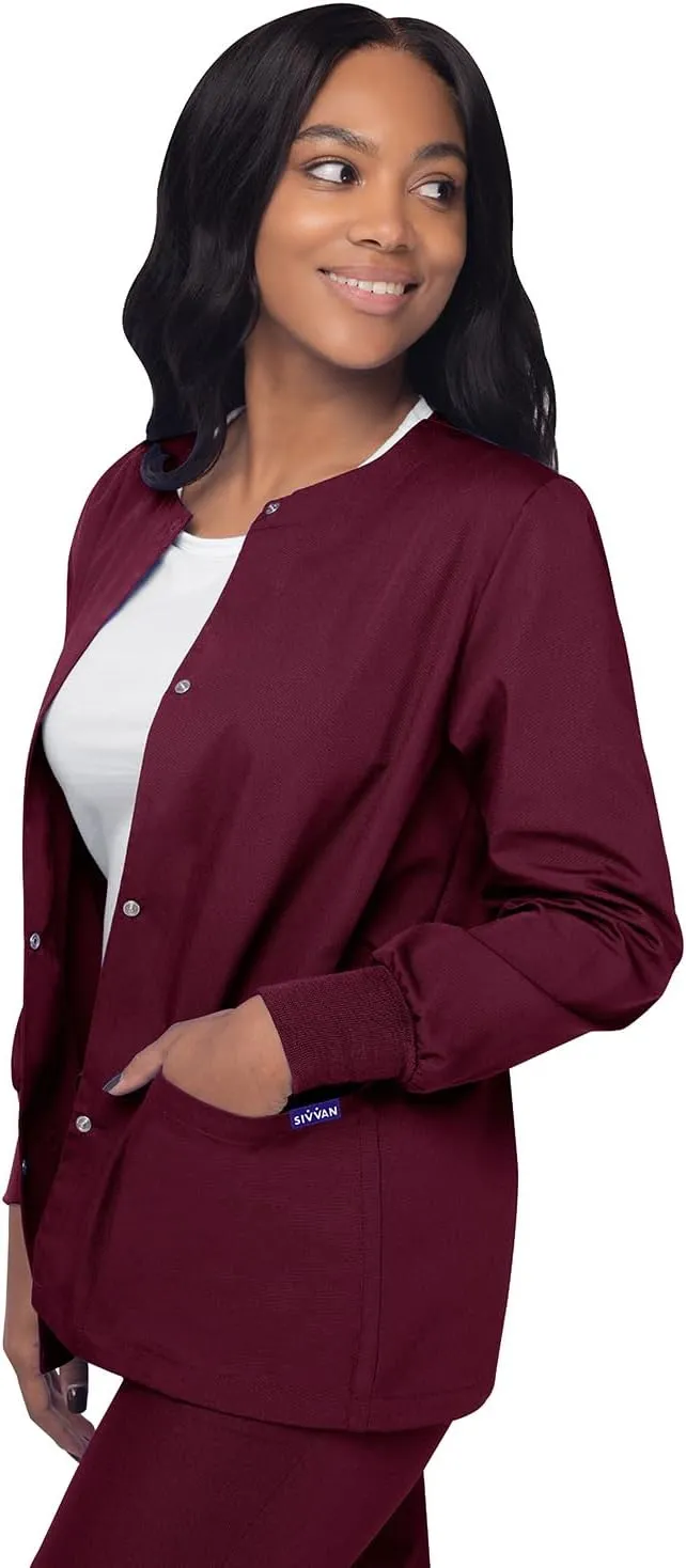 Sivvan Scrubs for Women - Front Snap Warm - Up Jacket
