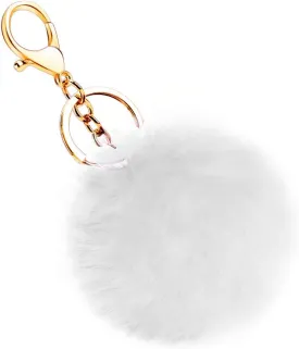 Soleebee Soft Artificial Rabbit Fur Keychain Plush Ball Key Ring Cute Pom Pom Bag Charm for Women Girls