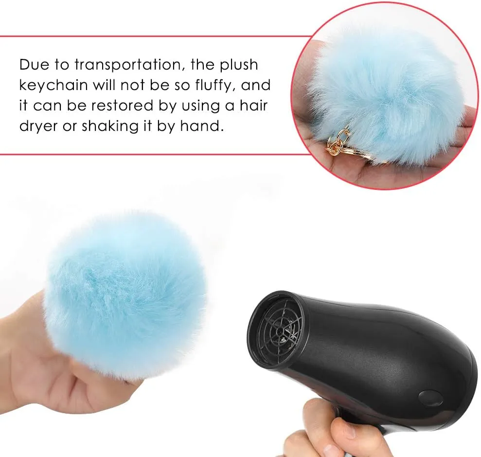 Soleebee Soft Artificial Rabbit Fur Keychain Plush Ball Key Ring Cute Pom Pom Bag Charm for Women Girls
