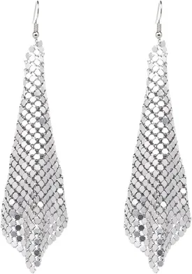Sparkling Sequin Drop Dangle Earrings for Women Disco Ball Design with S Hooks Black Gold Dangling Earrings Women's Fashion Accessories
