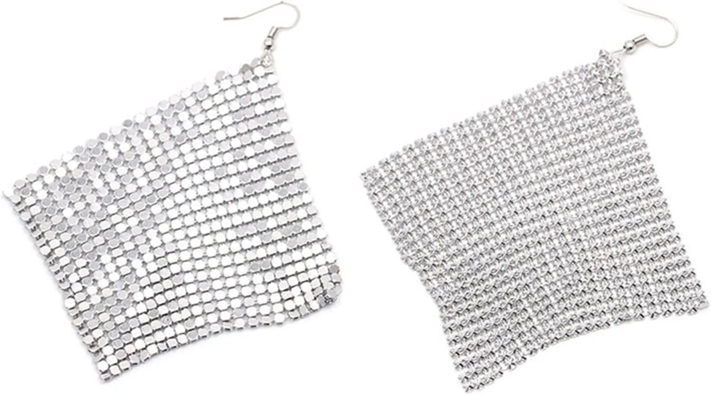 Sparkling Sequin Drop Dangle Earrings for Women Disco Ball Design with S Hooks Black Gold Dangling Earrings Women's Fashion Accessories