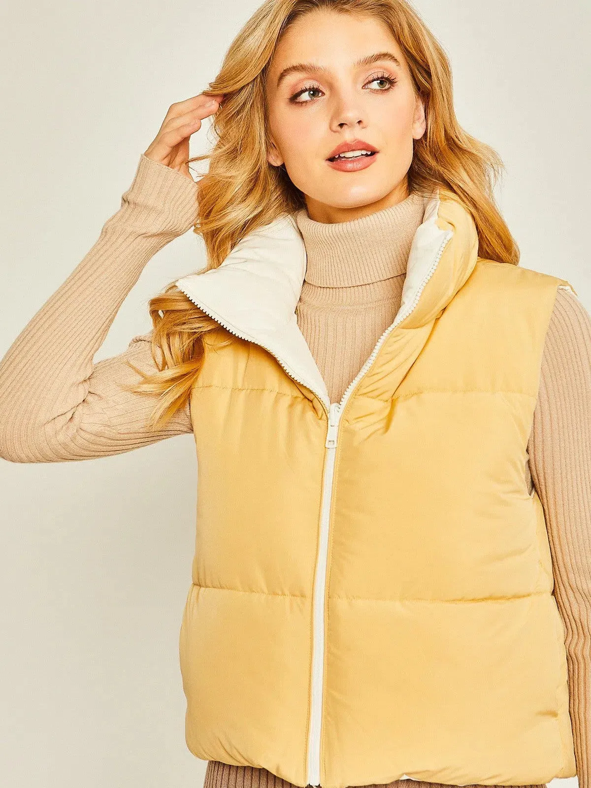 Spoil Yourself Reversible Cropped Puffer Vest